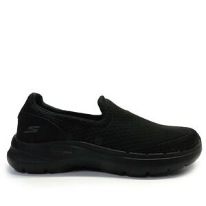 Zapatillas de la marca Skechers, modelo GoWalk 6 Motley en color negro. Zapatillas deportivas elaboradas en malla deportiva, media suela ligera con amortiguación Ultra Go®, la plantilla Goga Mat™ y la Hyper Pillar Technology® de alto impulso para mayor soporte.