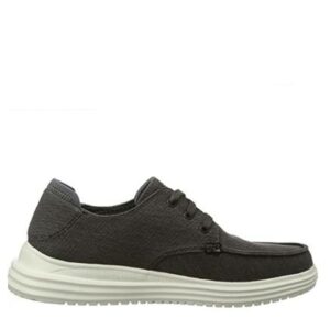 Blucher de la marca Skechers, modelo 204471 en color negro.  Zapatos tipo blucher en loneta con cierre de cordones y una plantilla acolchada Skechers Air-Cooled Memory Foam® con amortiguación total y arco Goga Mat® para mayor soporte. Suela de goma de 2,5 cm de grosor.