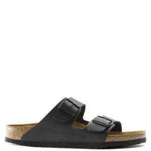 Sandalia de la marca Birkenstock modelo Arizona BS en color negro. Sandalia de dos correas, cada una con una hebilla de espiga de metal y ajuste individual realizadas en Birko-Flor®, lleva plantilla en ante y suela EVA. La plantilla blanda ofrece una dosis de comodidad extra y mima el pie durante todo el día. El material superior es de piel nubuc muy gruesa y engrasada, confeccionada sin costuras en los bordes.