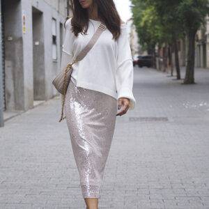 Falda midi Oui Lentejuelas