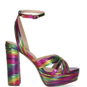 Exe Ophelia-832 Multicolor. Sandalia de tacón material sintético con tiras multicolor. Cierre de hebilla. Tacón de 12 cm y plataforma de 4 cm.