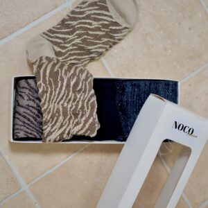 Caja Calcetines Lurex Cebra Marrón - Escala Sabates