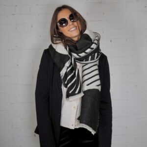 Bufanda Geométrica Blanco/Negro - Escala Sabates